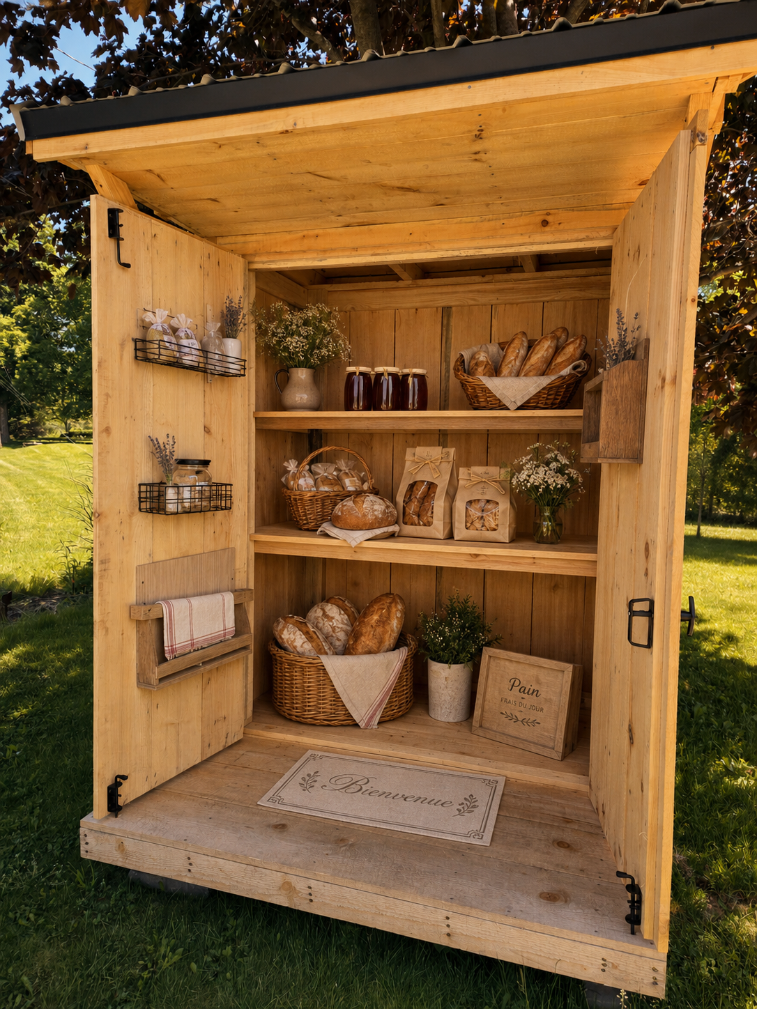 Kelly's Ko-Op pickup stand filled with baked goods.