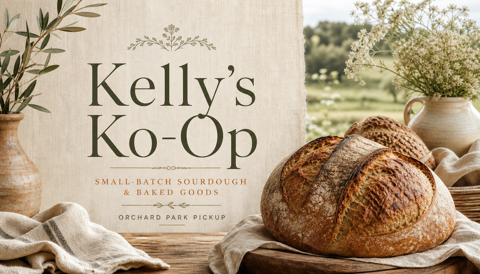 Kelly's Ko-Op brand poster with artisan sourdough.